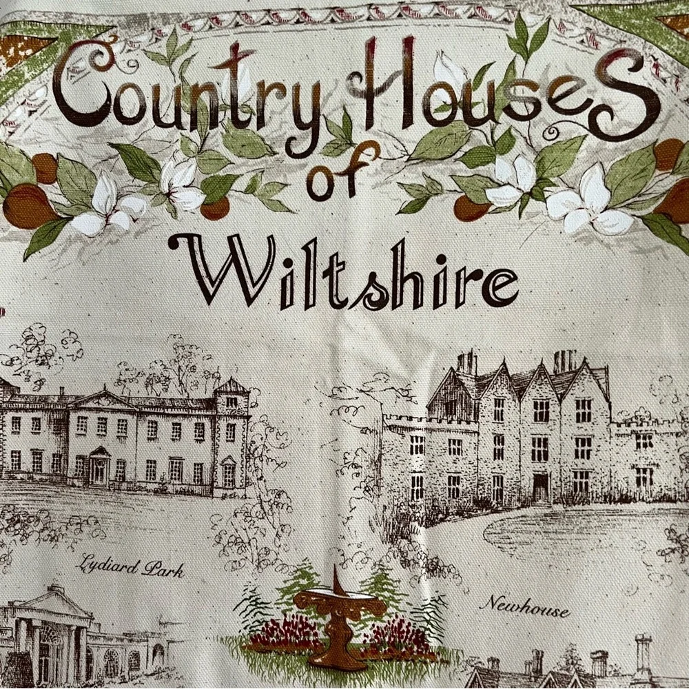 Country Houses of Wiltshire Kitchen Tea Towel Wall Hanging NWT